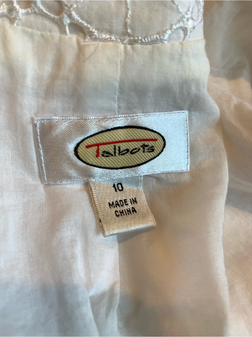 Talbots White Eyelet Button-Front Jacket - Picture 10 of 11